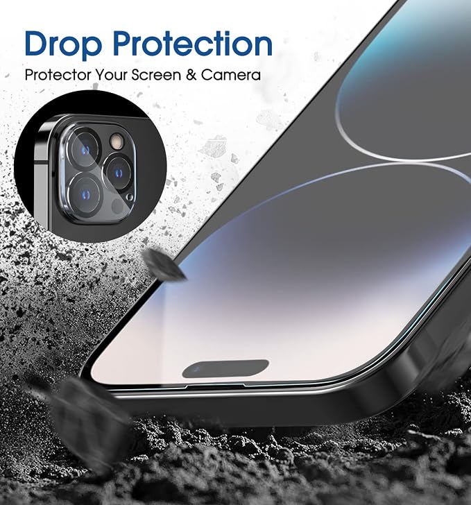 amFilm 2 Pack Tempered Glass Screen Protector + Camera Lens Protector for iPhone 14 Pro Max 6.7 Inch. Easy OneTouch Installation, Auto-Alignment, Bubble Free, Case Friendly, Anti-Scratch