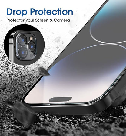 amFilm 2 Pack Tempered Glass Screen Protector + Camera Lens Protector for iPhone 14 Pro Max 6.7 Inch. Easy OneTouch Installation, Auto-Alignment, Bubble Free, Case Friendly, Anti-Scratch