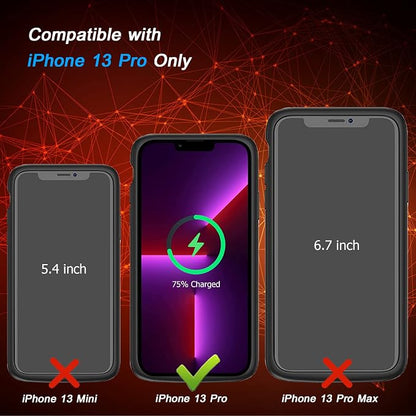 Battery Case for iPhone 13 Pro, 10000mAh Enhanced Portable Protective Smart Qi Wireless Charger Case Battery Pack with CarPlay Wireless Charging Compatible for iPhone 13 Pro (6.1 inch) - Black