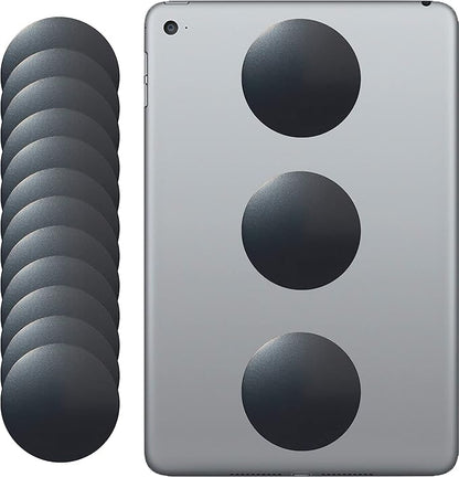 Tablet Metal Plates for Magnetic Car Mount, Wall, Magnets Kit. Replacement Set 2.4" of 12 Large Black Round Iron Discs for DIY, Crafts. 3M Adhesive Backing Steel Cell Phone Case Stickers 12 Pack