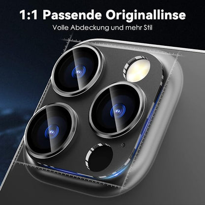 CloudValley for iPhone 14 Pro/iPhone 14 Pro Max Camera Lens Protector, 9H Tempered Glass Metal Alluminum [All in 1 Design], Case Friendly Anti-Scratch High Definition, Black