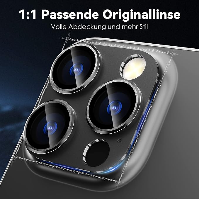 CloudValley for iPhone 14 Pro/iPhone 14 Pro Max Camera Lens Protector, 9H Tempered Glass Metal Alluminum [All in 1 Design], Case Friendly Anti-Scratch High Definition, Black