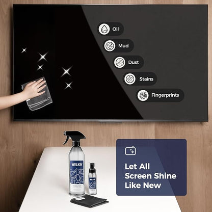 CLICK CLEAN Screen Cleaner Kit - 1 X Screen Cleaner for All Phones, Laptop and Tablet Screens, 2 X Cleaning Mist, 1 Microfiber Cloth and 1 Glass Wipe Included