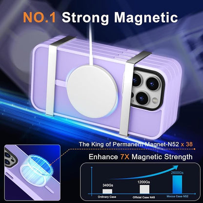 MOCCA Strong Magnetic for iPhone 15 Pro Max Case, [Compatible with Magsafe][13FT Military Drop Protection] Slim Translucent Matte Shockproof Case for iPhone 15 ProMax Case 6.7'' - Light Purple