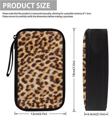 Leopard Print Electronics Case, Mini Cable Organizer Bag for Essentials, Tech Accessory with Cord Organizer for Phone, Power Bank, SD Card