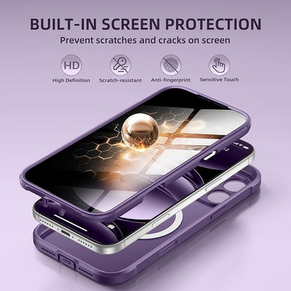 BERFY for iPhone 17 Pro Case, Compatible with MagSafe, Built-in Privacy Screen Protector, Camera Protection, Shockproof Full Body Phone Case 6.3", Translucent Deep Purple
