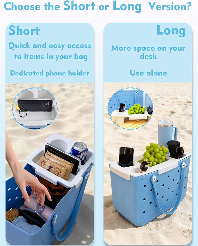 Top Cup Phone Holder Tray Storage Lid for Stanley Compatible with Bogg Bag XL Cover, Cup Organizer Holder Waterproof Silicone Multifunctional Storage Box for Outdoor Beath Camping Travel (Blue, XL)