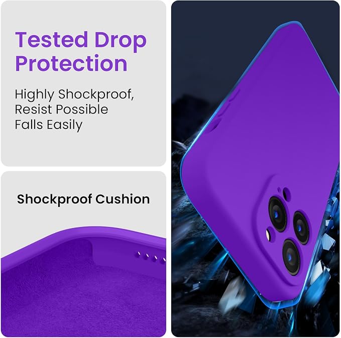 FireNova Designed for iPhone 14 Pro Max Case, Silicone Upgraded [Camera Protection] Case, Soft Anti-Scratch Microfiber Lining Inside, 6.7 inch, Neon Purple