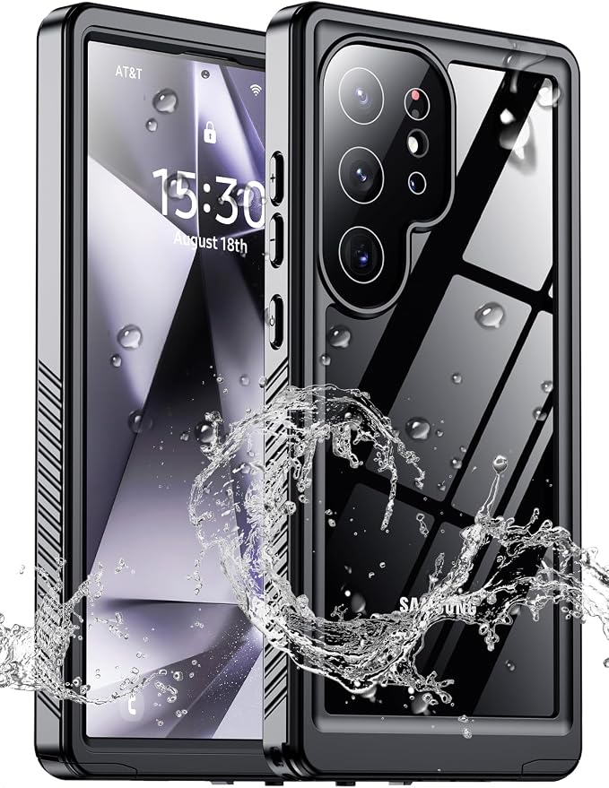 MOZOTER for Samsung Galaxy S24 Ultra Case Waterproof,[IPX8 Underwater Case][Full Body Shockproof & Military Dropproof]Clear Sound Quality Built-in Screen Protector for Samsung S24 Ultra 6.8 inch-Black