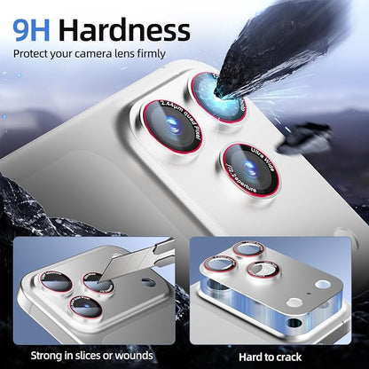 9H High-alumina Tempered Glass Camera Lens Protector for iPhone 17 Pro Lens , Military-Grade Shatterproof with Strong Adsorption, Full Coverage Case-Friendly Cover (Silver, iPhone 17 Pro - 2 Pack)
