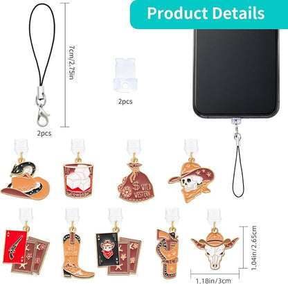 7-10Pcs Dust Plug Charm Type C with Alloy Pendants Cute Cell Phone Charms for Most Type C Phone,Readers Device