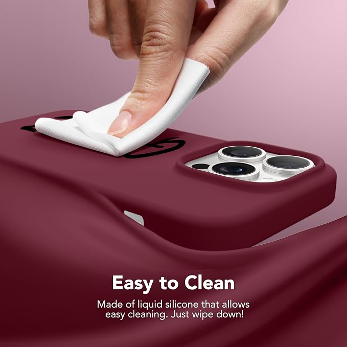 GONEZ for iPhone 14 Pro Max Case Silicone, Compatible with MagSafe, with Screen Protector + Camera Lens Protector, Liquid Silicone Shockproof Protective Phone 14 ProMax Case 6.7", Maroon