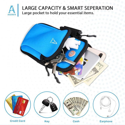 Sports Armband, Running Gym Universal Smartphone Arm Bag with Earphone Hole Multifunctional Pockets foriPhone 15, 14, 13, 12, 11 Pro Max, Xs, Xr, X, 8 Plus, SE, Galaxy S22 Ultra and More