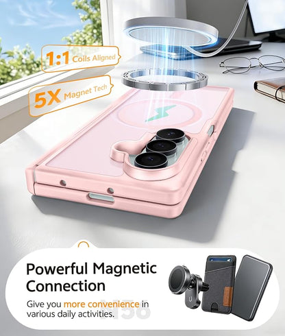 FNTCASE for Samsung Galaxy Z Fold 8 Ultra / Z Fold 7 Case, Fit for Magsafe | Hinge Protection, Screen Protector, Translucent Matte, 14FT Military Grade Drop Proof, Protective Phone Cover, Light Pink