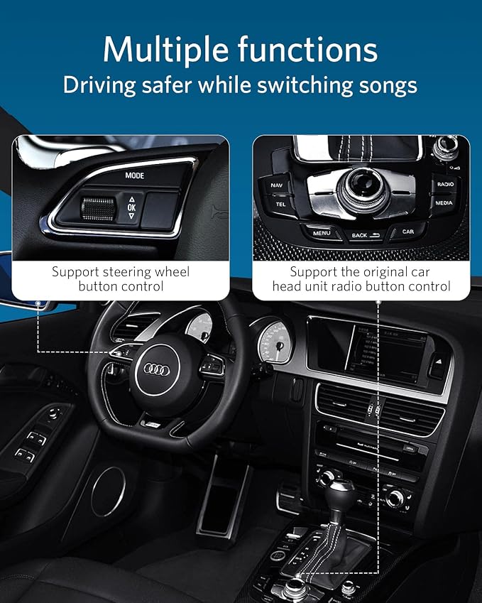 Airdual Car Bluetooth 5.0 aptX-HD Adapter for 30 pin iPod iPhone Music Interface Include Audi Volkswagen Motorcycle (AMI iPod iPhone Cable NOT Included)