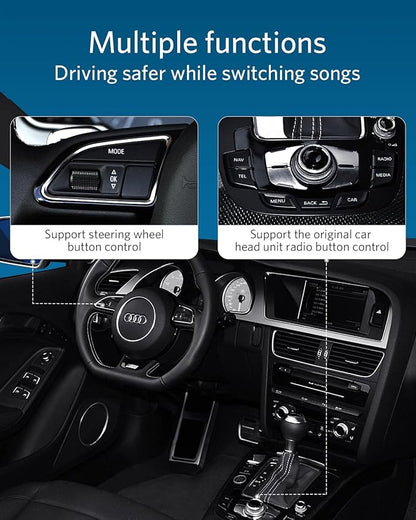 Airdual Car Bluetooth 5.0 aptX-HD Adapter for 30 pin iPod iPhone Music Interface Include Audi Volkswagen Motorcycle (AMI iPod iPhone Cable NOT Included)