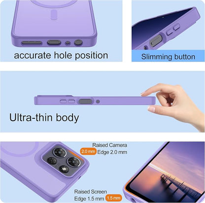 for Moto G Power 2025 Case & Moto G Power 2026 Case Magnetic,Translucent Matte Compatible with Magsafe [Military Grade Protection] with Screen Protector Shockproof for G Power 2025/2026- Light Purple