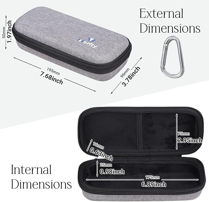 Case for VRURC/VEGER/FOCHEW/Charmast/citicr/GKUTW Portable Charger with Built-in Cables & AC Wall Plug 10000/12000/13800mAh Power Bank - Hard Protective Travel Carrying Storage Bag (Grey)