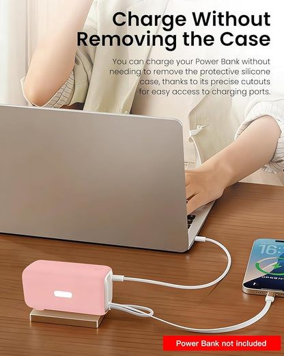 Silicone Case for TORRAS EasyGo 3-in-1 Portable Charger Power Bank,Full-Body Protective Cover for TORRAS Power Bank PB17,Precise Port Cutouts (Case Only) Pink