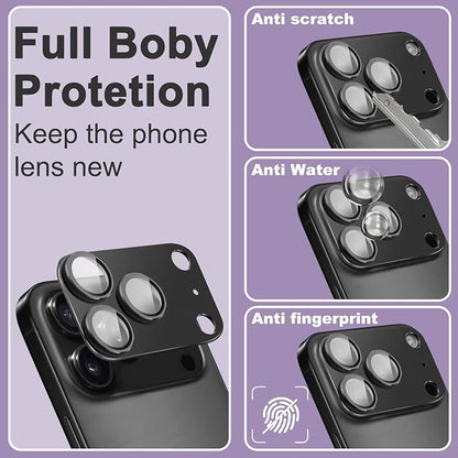 2 Pack Camera Lens Protector for iPhone 17 Pro Max,[Not Easy to Breakn ] AR Tempered Glass Strong Adsorption Metal Camera Cover Screen-Orange