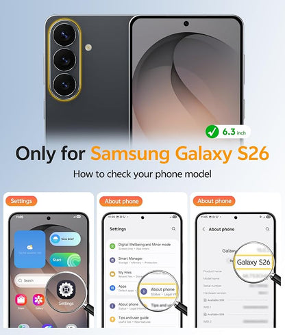FNTCASE for Samsung Galaxy S26 Case: [Fit for Magsafe] [Full Camera Protection & Screen Protector] Translucent Matte Military Grade - Shockproof Protective Phone Cover for Samsung S 26 - Black