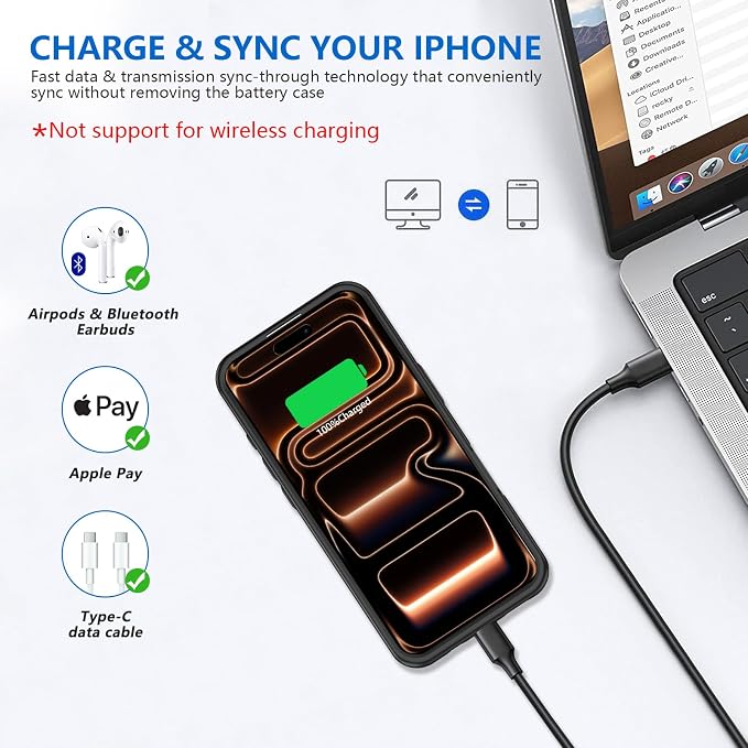 BOPPS Battery Case for iPhone 17 Pro Max 【2026 New】 Slim Powerful 8500mAh Portable Charger Case 360°Protection Rechargeable Extended Charging case for iPhone 17 Pro Max 6.9inch,(Black)