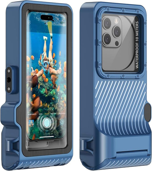 Waterproof Phone Case for Snorkeling - Underwater Touchscreen Housing, Universal Underwater Photo&Video Diving Case for iPhone 16/15/14 Pro Max Samsung Galaxy S25/S24 Ultra Up to 6.9'' Blue