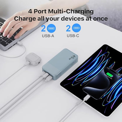NOBIS 45W 20000mAh Portable Charger Power Bank Fast Charging | Battery Pack with 2 USB-C (in/Out) & 2 USB-A, Digital Display & Small Current Mode, Battery Bank for Phone 17 S25 Tablet