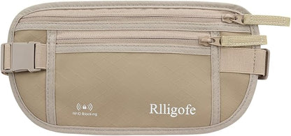 Money Belt for Travel Women and Men Hidden - Slim RFID Blocking Travel Wallet with Secure Anti-Theft Pouch, Passport Holder for Passport, Credit Cards, Cash Under Clothes