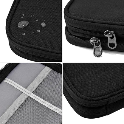 ZINMARK Portable Cable Organizer Case,Travel Pouch with Double-Layer Storage for Cables,Chargers,Earbuds & Phone,Black– Small Size