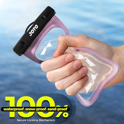 JOTO Up to 7" Universal Waterproof Phone Case for iPhone 16 15 14 13 Plus Pro Max, IPX8 Cellphone Dry Bag 12 11 Pro Max XR X 8 7 6S Plus SE, Galaxy S23 S22 S21 S20+ S20 Plus Note, Pixel -Clearpurple