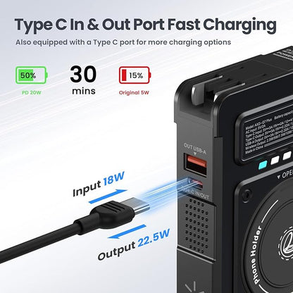 for Magsafe Battery Pack 10000mAh,5-in-1 Magnetic Portable Charger with Wall Plug, Wireless Power Bank for Apple Watch,22.5W Fast Charging PowerBank for iPhone 17 Pro Max/16/15/14/13/12 Mini