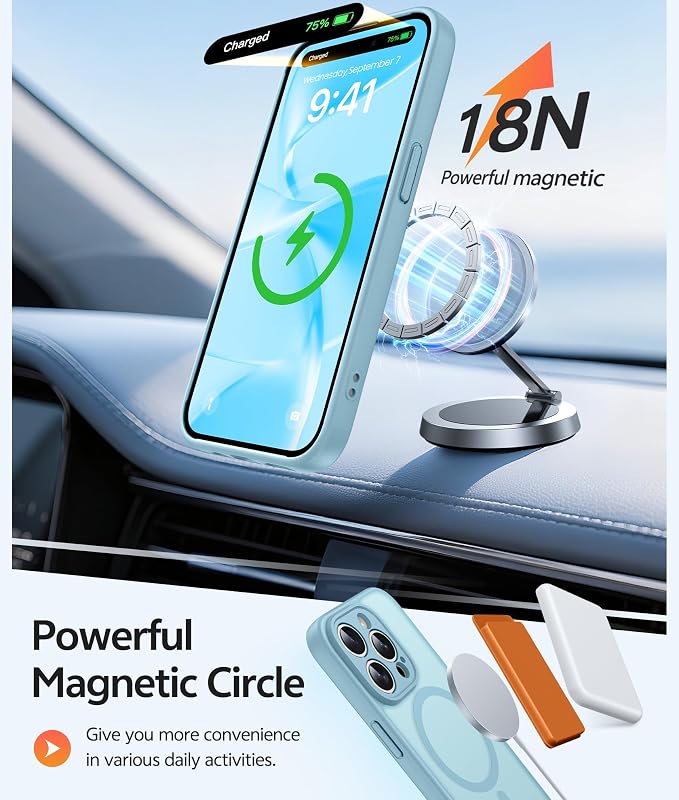 FNTCASE for iPhone 15 Pro Max Case, Fit for Magsafe, Glass Screen Protector | Full Camera Protection, Translucent Matte, 14FT Military Grade Drop Proof, Shockproof Protective Phone Cover, Teal