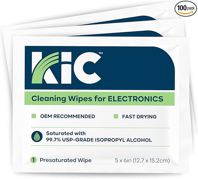 KICTeam - Electronic Cleaning Wipes (100 Wipes) - NSF Certified Tech Wipes for Electronics- Presaturated with 99.7% Isopropyl Alcohol