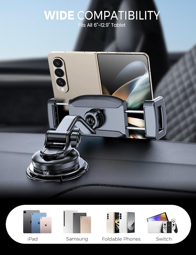 eSamcore Enlarge Tablet Clamp, 1.57”(40mm) Depth Mount Clips for Thick Case Fit 17mm Ball Joint Car/Desk/Bed/Floor Tablet Stand Holder Mount Compatible with 6"-12.9" iPad/Tab/Foldable Phone