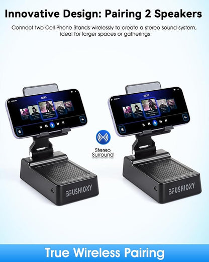 Father's Day Gifts for Dad, Birthday Gifts for Men Women, 4 in 1 Cell Phone Stand with Bluetooth Speaker, Hands-free Calling & AUX Mode（1 Pack)