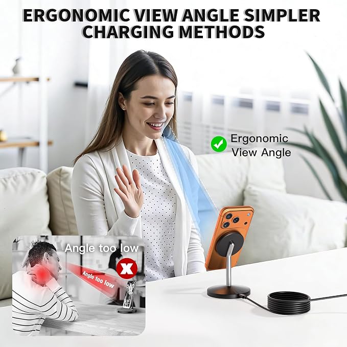 Magnetic Wireless Charging Station,25W Fast Charger 6FT Mag safe Wireless Station Pad,[Qi2.2 Certified] 360° Charger Stand for iPhone 17/17 Pro/Air/17 Pro Max/16 Pro Max/15/14/13/12, AirPods Pro 2/3/4