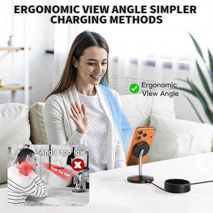 Magnetic Wireless Charging Station,25W Fast Charger 6FT Mag safe Wireless Station Pad,[Qi2.2 Certified] 360° Charger Stand for iPhone 17/17 Pro/Air/17 Pro Max/16 Pro Max/15/14/13/12, AirPods Pro 2/3/4
