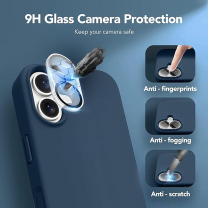 GONEZ Magnetic for iPhone 17 Case, Compatible with MagSafe, [Screen Protector + Camera Lens Protector], Liquid Silicone Anti-Scratch Shockproof Protective Phone Case 6.3 inch, Dark Blue