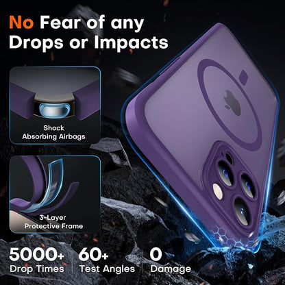 TOCOL for iPhone 12 Pro Max Case, Compatible with Magsafe Charger, Full Camera Protection, Translucent Matte for iPhone 12 Pro Max iPhone Case 6.7 inch (Midnight Purple)