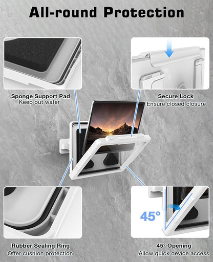 MoKo iPad Shower Holder Waterproof, 360° Rotatable Shower Tablet Holder for 11" iPad, Magnetic Tablet Mount for Fridge, Telescopic Arm, Anti-Fog Touch Screen, 3 Placement Modes, for Bathroom Kitchen