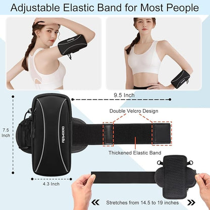 Running Armband Phone Holder，Small Crossbody Shoulder Holsters Bag，Phone Arm Bands for Running Walking，Water Resistance Running Phone Armband for iPhone 15 14 13 Pro Max Samsung 7.2 Inch（Black）