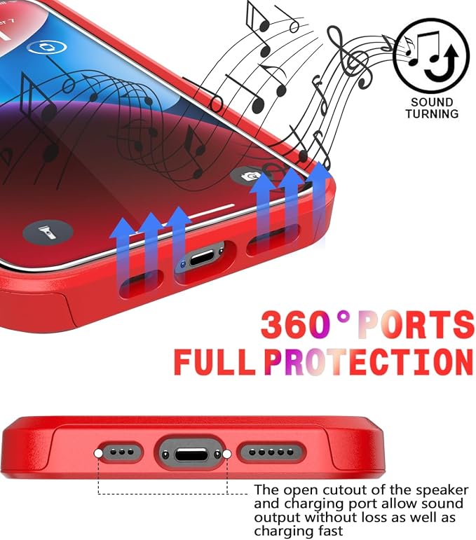Diverbox for iPhone 14 Case [Shockproof] [Dropproof] [Tempered Glass Screen + Camera Lens Protector],Heavy Duty Protection Phone Case Cover for Apple iPhone 14 (Red-2in1)