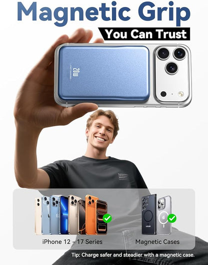 Magnetic Portable Charger, 10000mAh for Magsafe Battery Pack, 20W Fast Charging Power Bank, Travel Essential of Wireless Charger Compatible with iPhone 17/16/15/14/13 Pro/Max/Air/Plus-DarkBlue