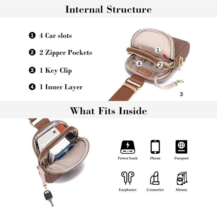 INICAT Anti Theft Crossbody Bag for Women, Small RFID Blocking Sling Purse with Zipper Lock for Travel, Vegan Leather