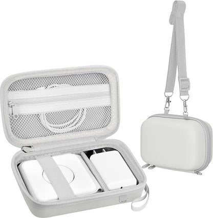 Leayjeen Travel Case Compatible with Hicober 3 in 1 Charging Station/UCOMX Nano Magnetic 2 in 1 Wireless Charger,Foldable Magnetic Charging Station Storage Holder Bag-White(Case Only)