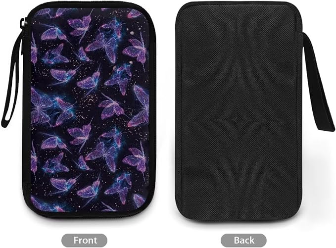 Glitter Butterfly Print Storage Bag Practical Earphone Bags Cable Organizer Bags Power Bank Bag Data Cables Storage Pouch Headset Organizing Pouch Multipurpose Bags
