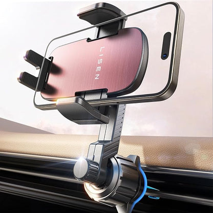 LISEN Phone Mount for Car Vent [Never Blocking] Rotatable Car Phone Holder Air Vent Clip 2024 Hands Free Cell Phone Car Mount for iPhone 16 Pro Max Plus 15 14 13 Samsung Android, Pink Kits