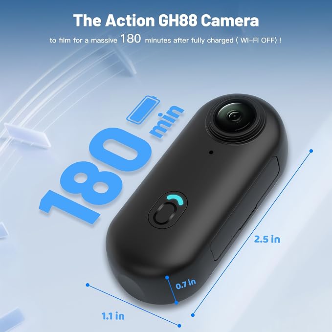 Mini Body Camera, Wearable Action Body Cam, Thumb Size Hands Free Recording Body Worn Camera, Premium Portable Camcorder Mount Anywhere for Pet Walking, Work, Travel (Grey, 32GB)