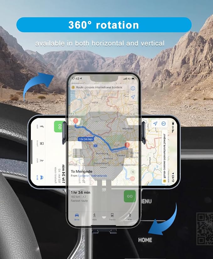 Car Phone Holder for 2024 2025 2026 VW/Volkswagen Atlas/Altas Cross Sport Accessories Dash Mount Cell Phone Holder for Most Smartphones Hands-Free 360 Degree Rotation